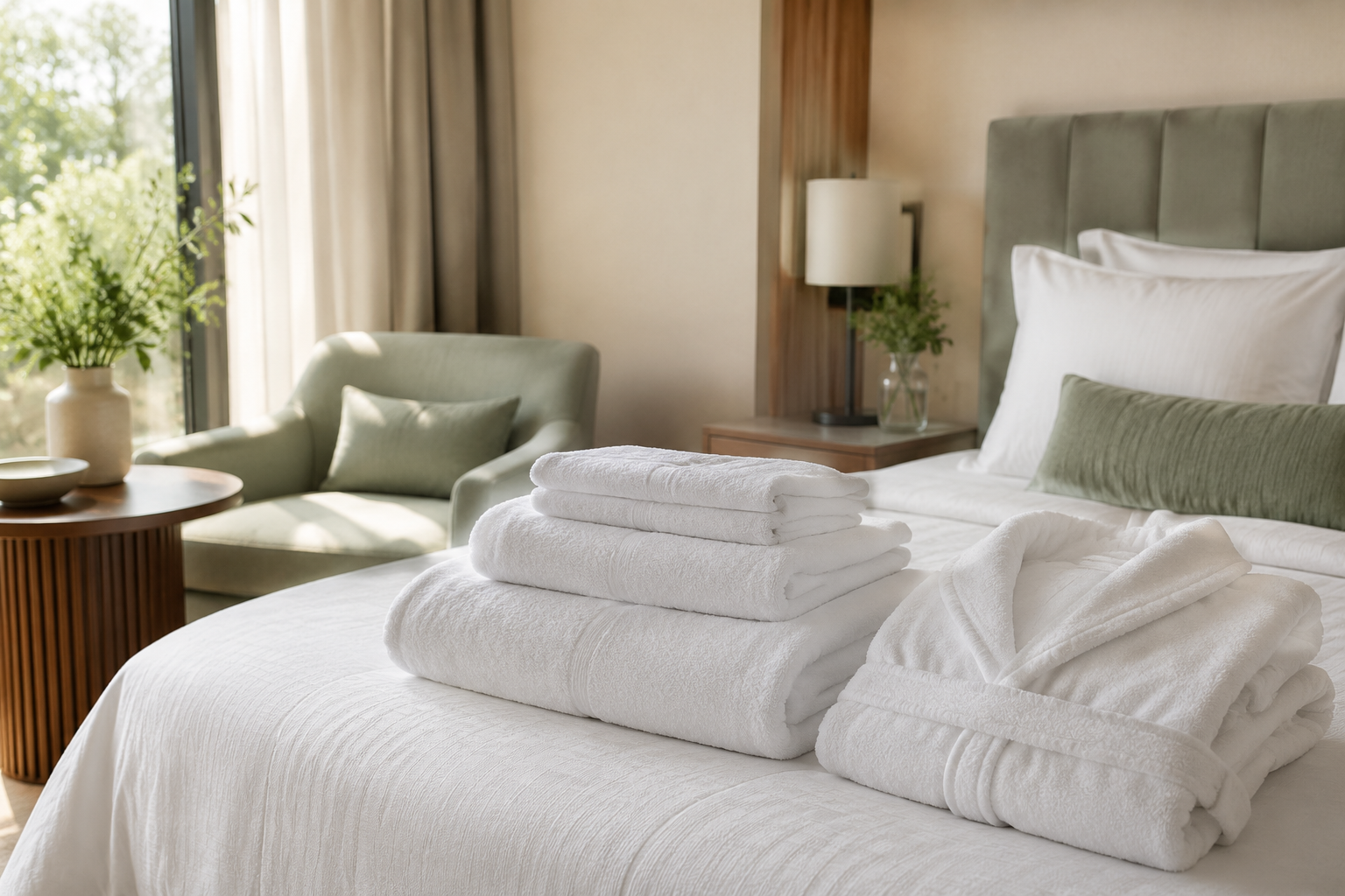 Premium hotel bed and bath textiles sourced by Merkit Global